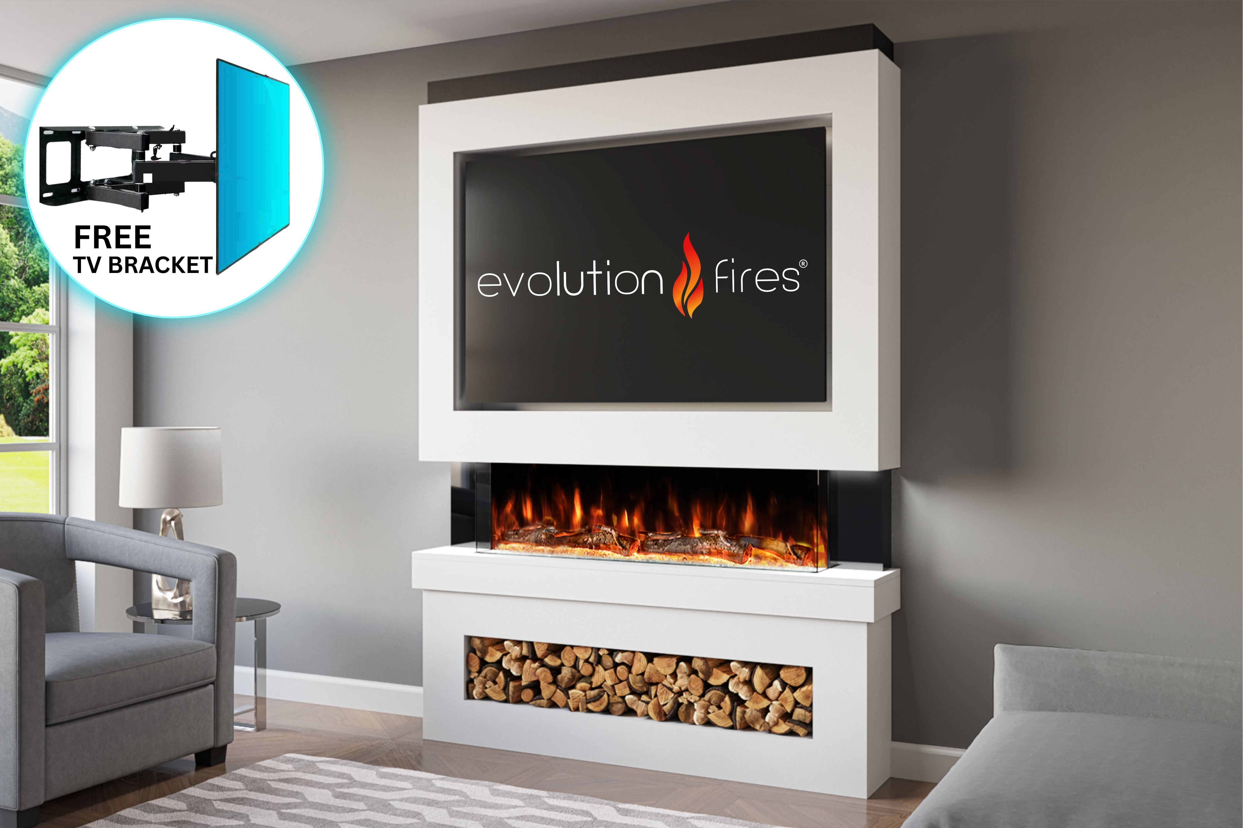 Media Wall Package 6 | Stylish Evolution Fires Setup – Firefly Direct