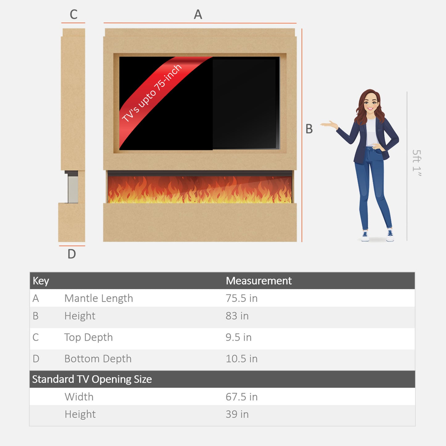 Evolution Fires Pre-built media wall with electric fireplace