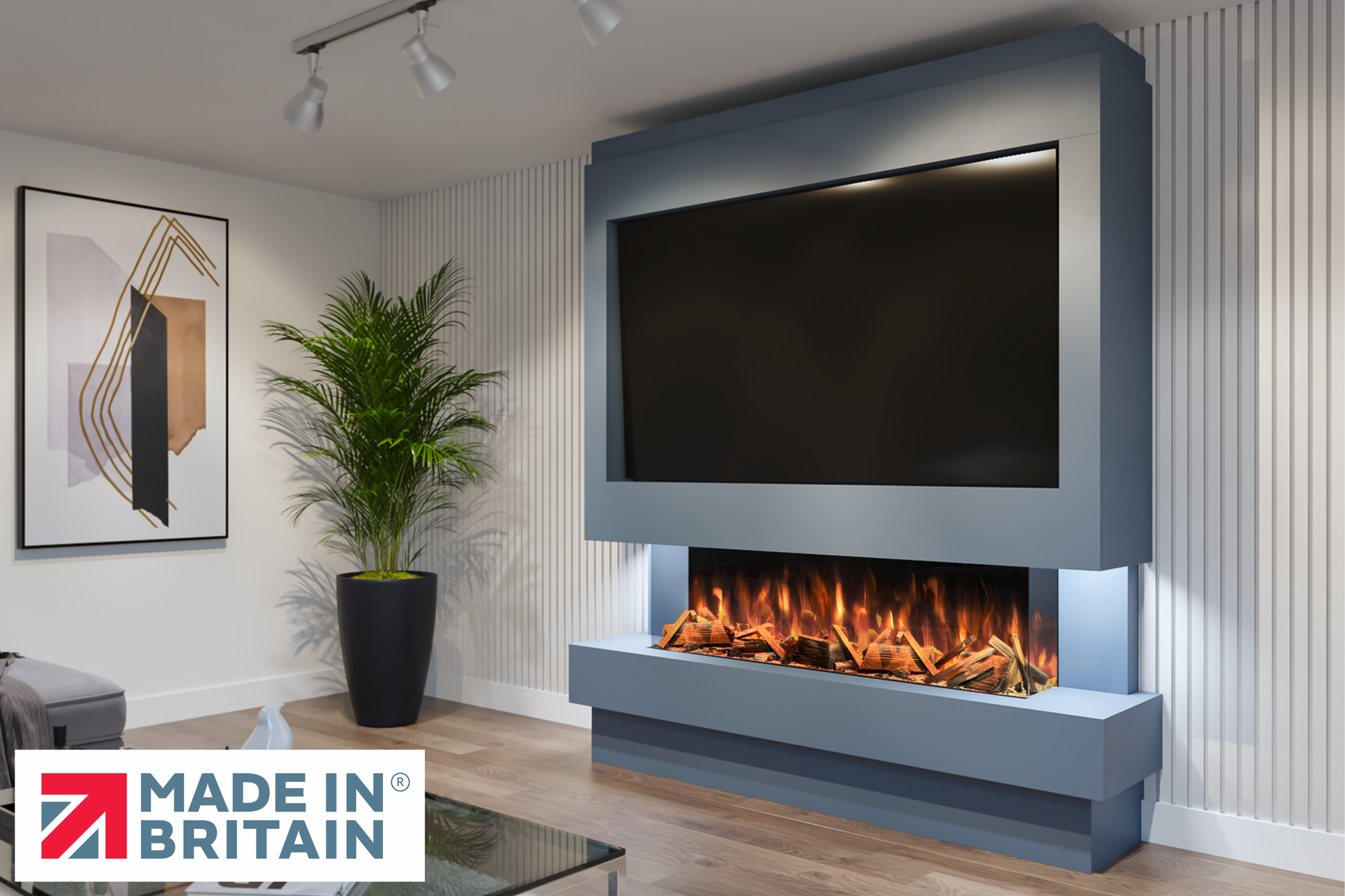 Evolution Fires Package 10 – Pre-Built Media Wall with Electric Fireplace