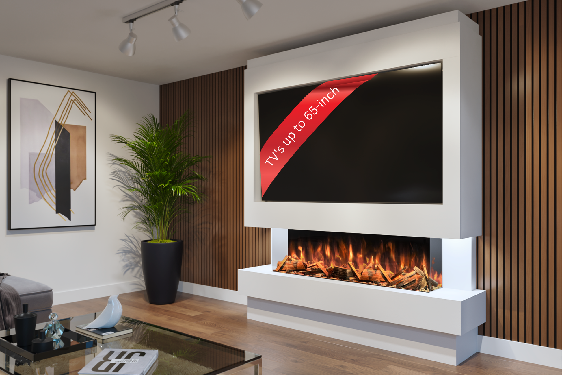 Evolution Fires Package 10 – Pre-Built Media Wall with Electric Fireplace