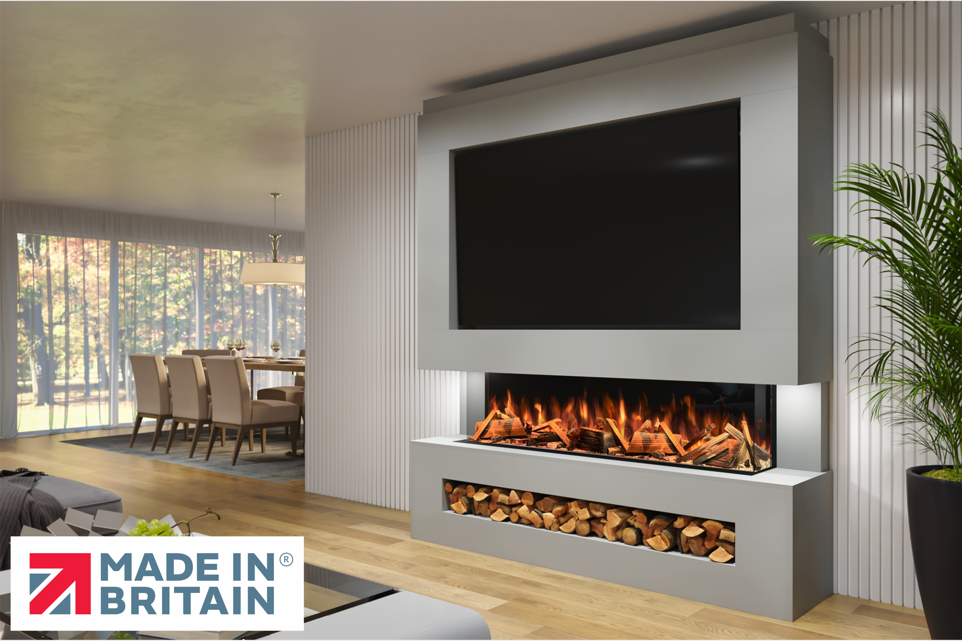 Evolution Fires Package 11 – Pre-Built Media Wall with Electric Fireplace