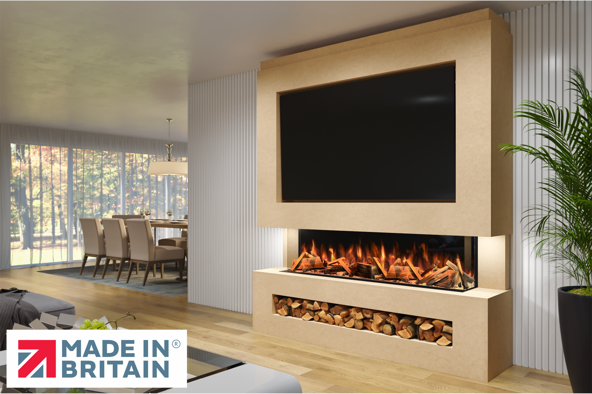 Evolution Fires Package 11 – Pre-Built Media Wall with Electric Fireplace