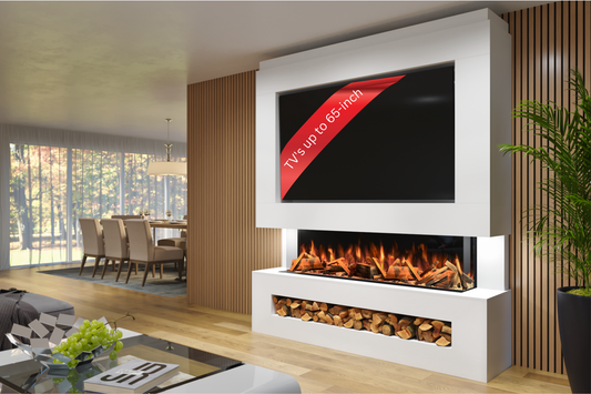 Evolution Fires Package 11 β Pre-Built Media Wall with Electric Fireplace