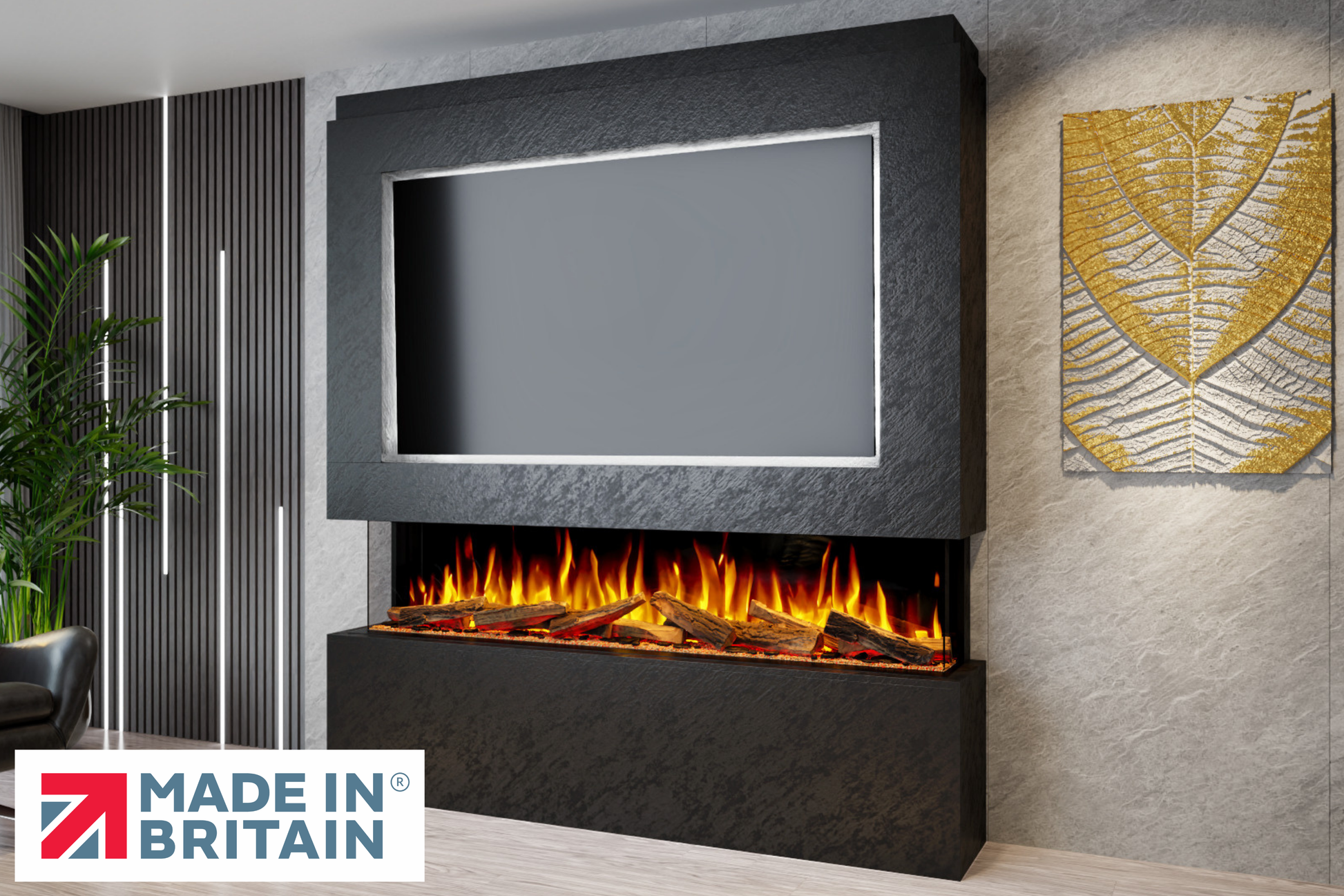 Evolution Fires - Pre-Built Media Wall Package 12 including Electric Fire