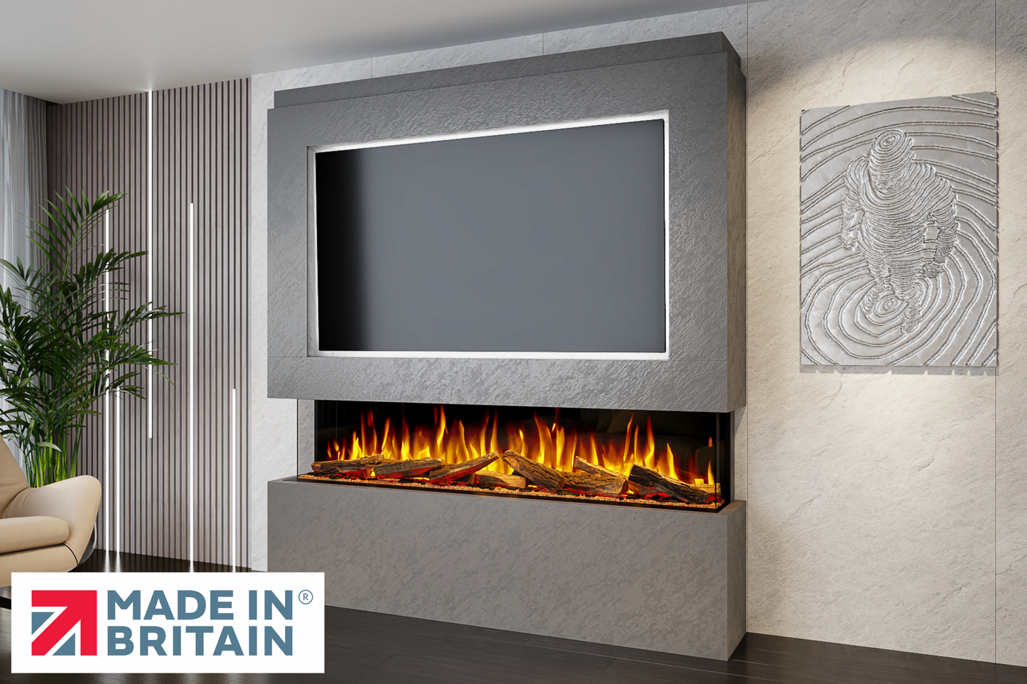 Evolution Fires - Pre-Built Media Wall Package 12 including Electric Fire