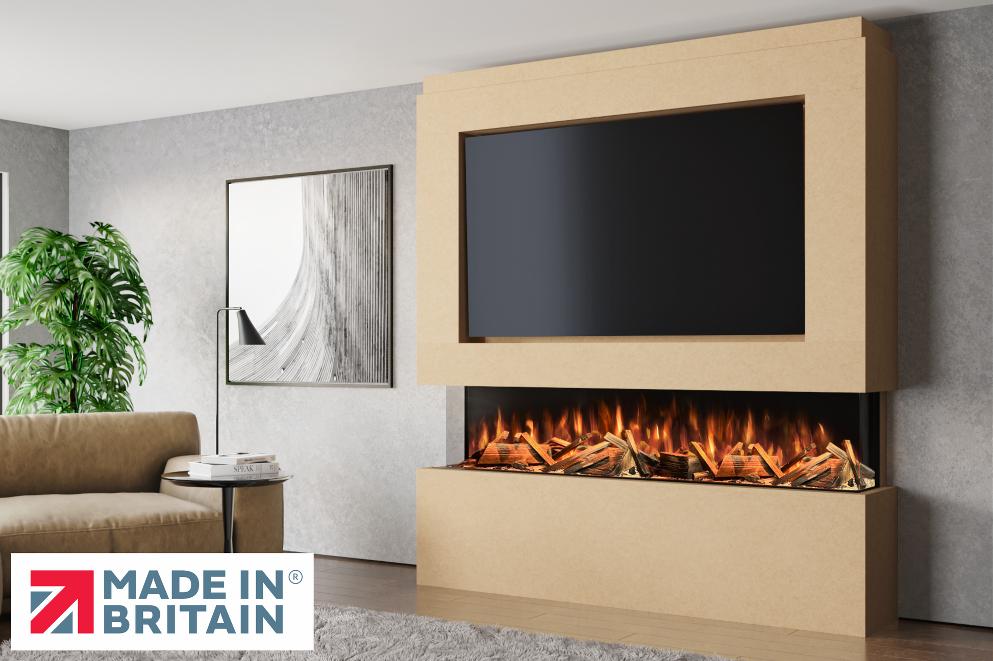 Evolution Fires - Pre-Built Media Wall Package 12 including Electric Fire