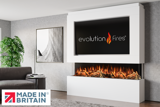 Evolution Fires - Pre-Built Media Wall Package 12 including Electric Fire