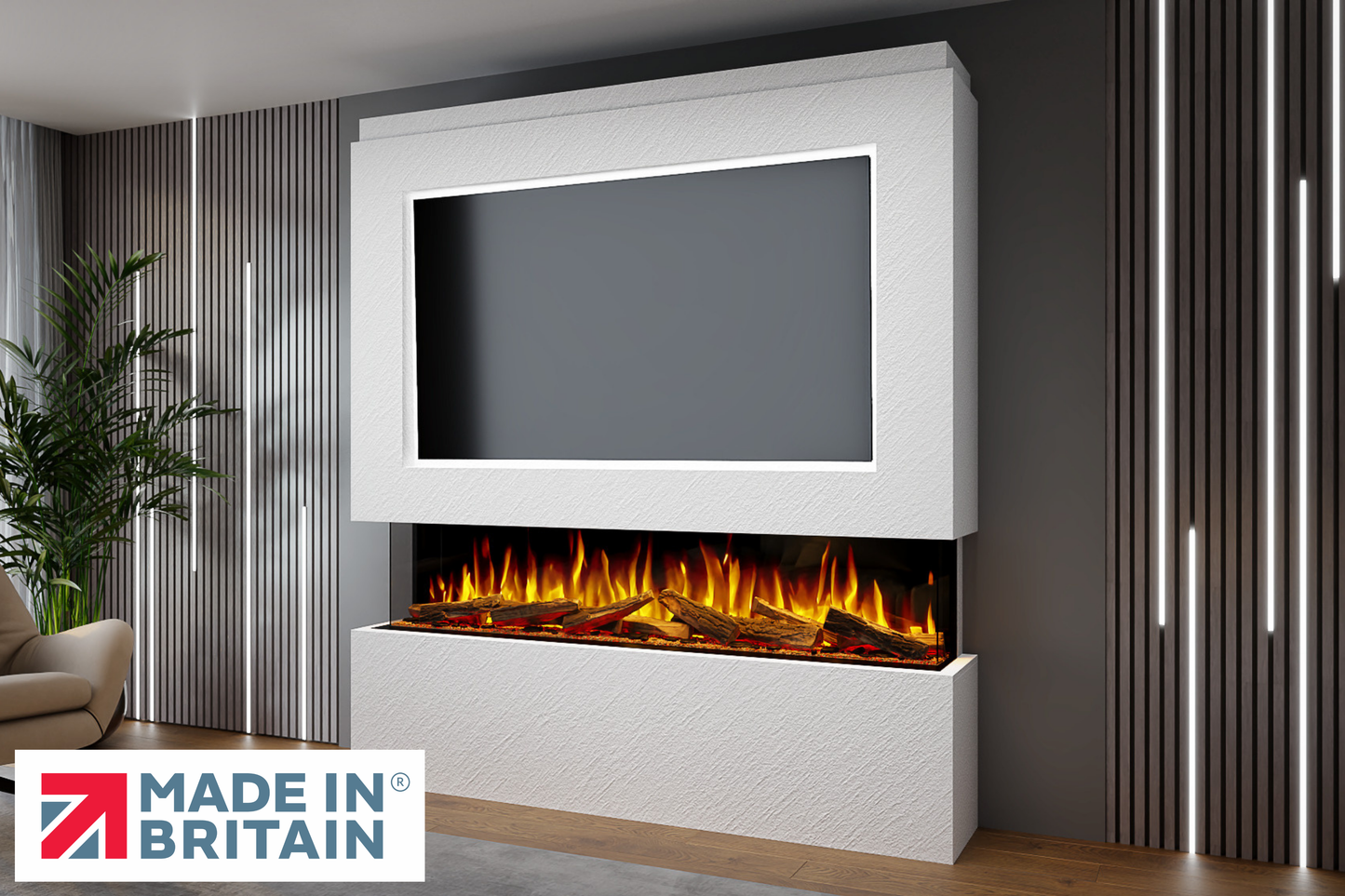 Evolution Fires - Pre-Built Media Wall Package 12 including Electric Fire