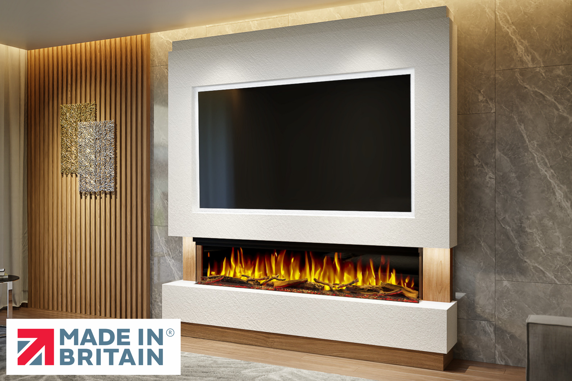 Evolution Fires - Pre-Built Media Wall Package 13 including Electric Fire