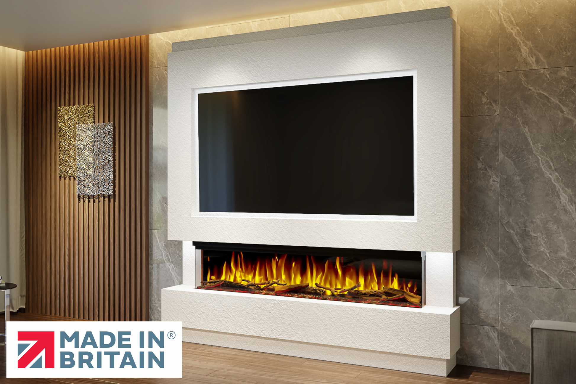 Evolution Fires - Pre-Built Media Wall Package 13 including Electric Fire