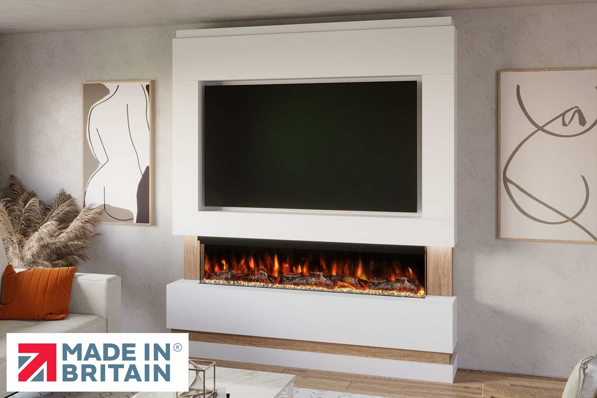 Evolution Fires - Pre-Built Media Wall Package 14 including Electric Fire