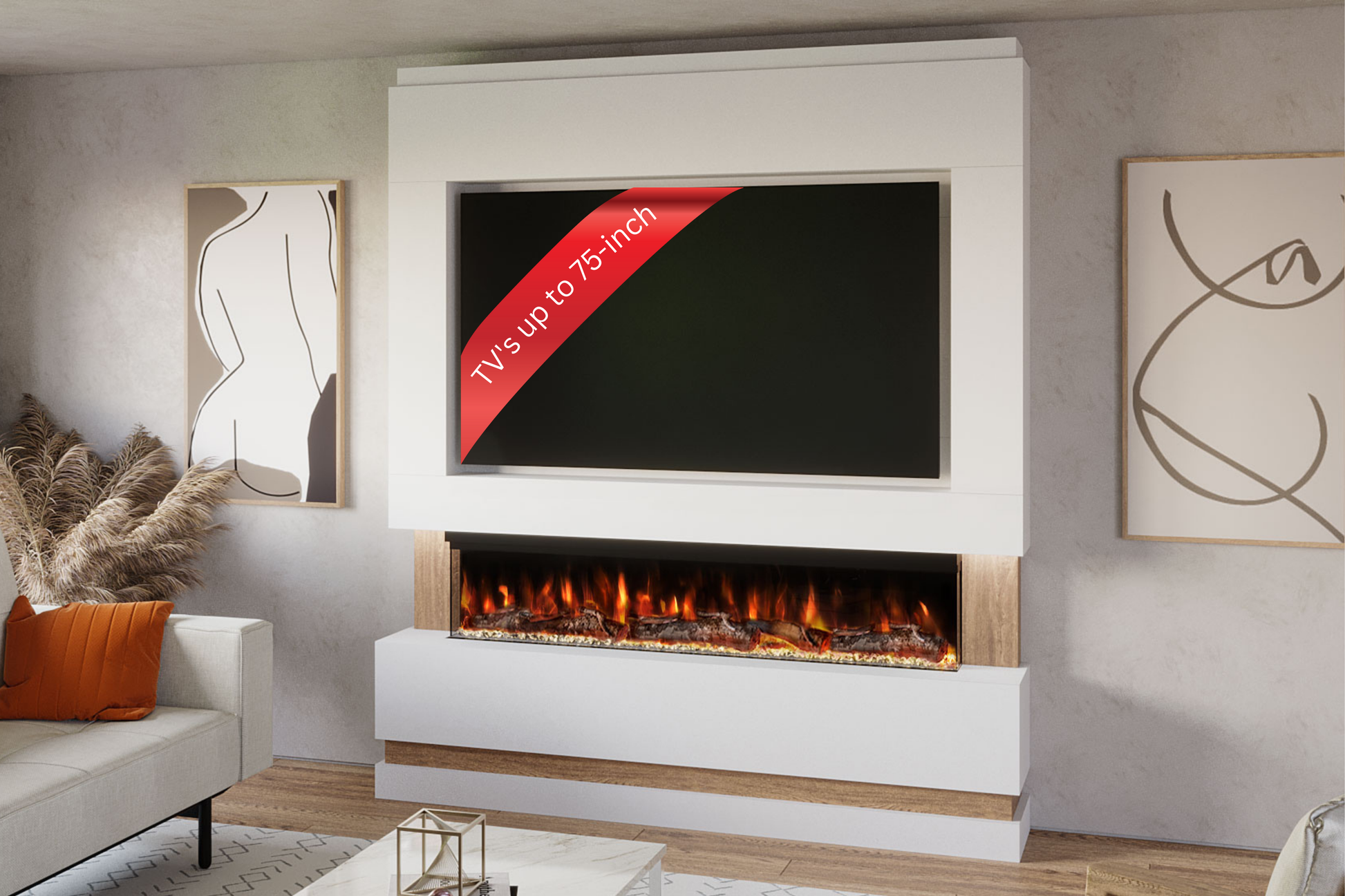 Evolution Fires - Pre-Built Media Wall Package 14 including Electric Fire