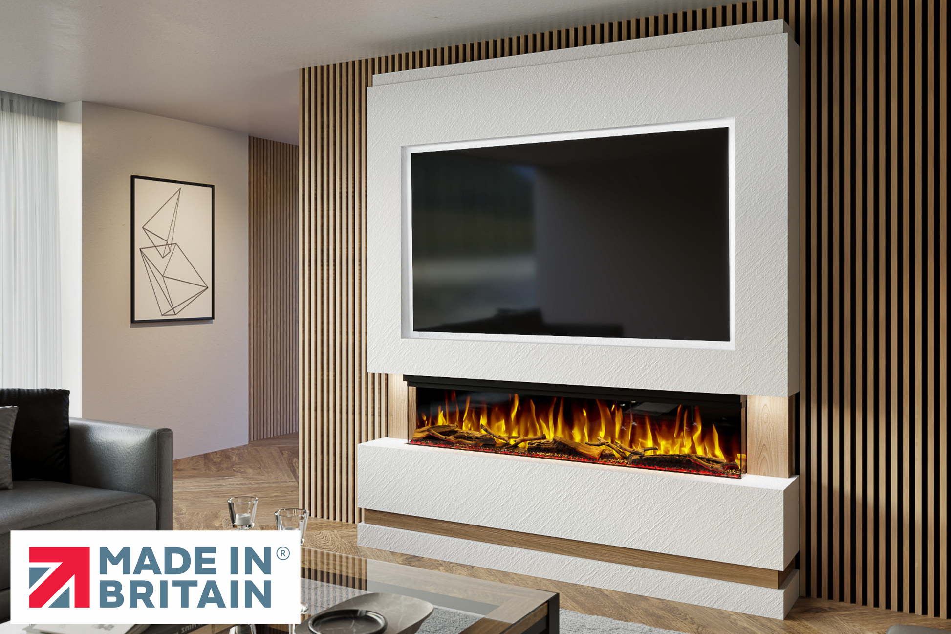 Evolution Fires - Pre-Built Media Wall Package 14 including Electric Fire