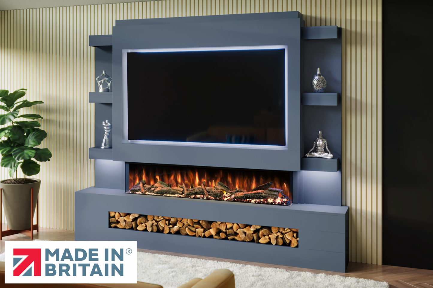 Evolution Fires - Pre-Built Media Wall Package 15 including Electric Fire