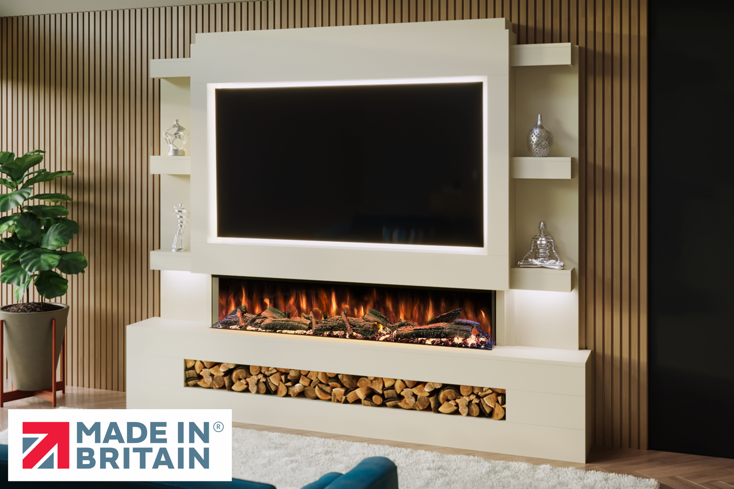Evolution Fires - Pre-Built Media Wall Package 15 including Electric Fire