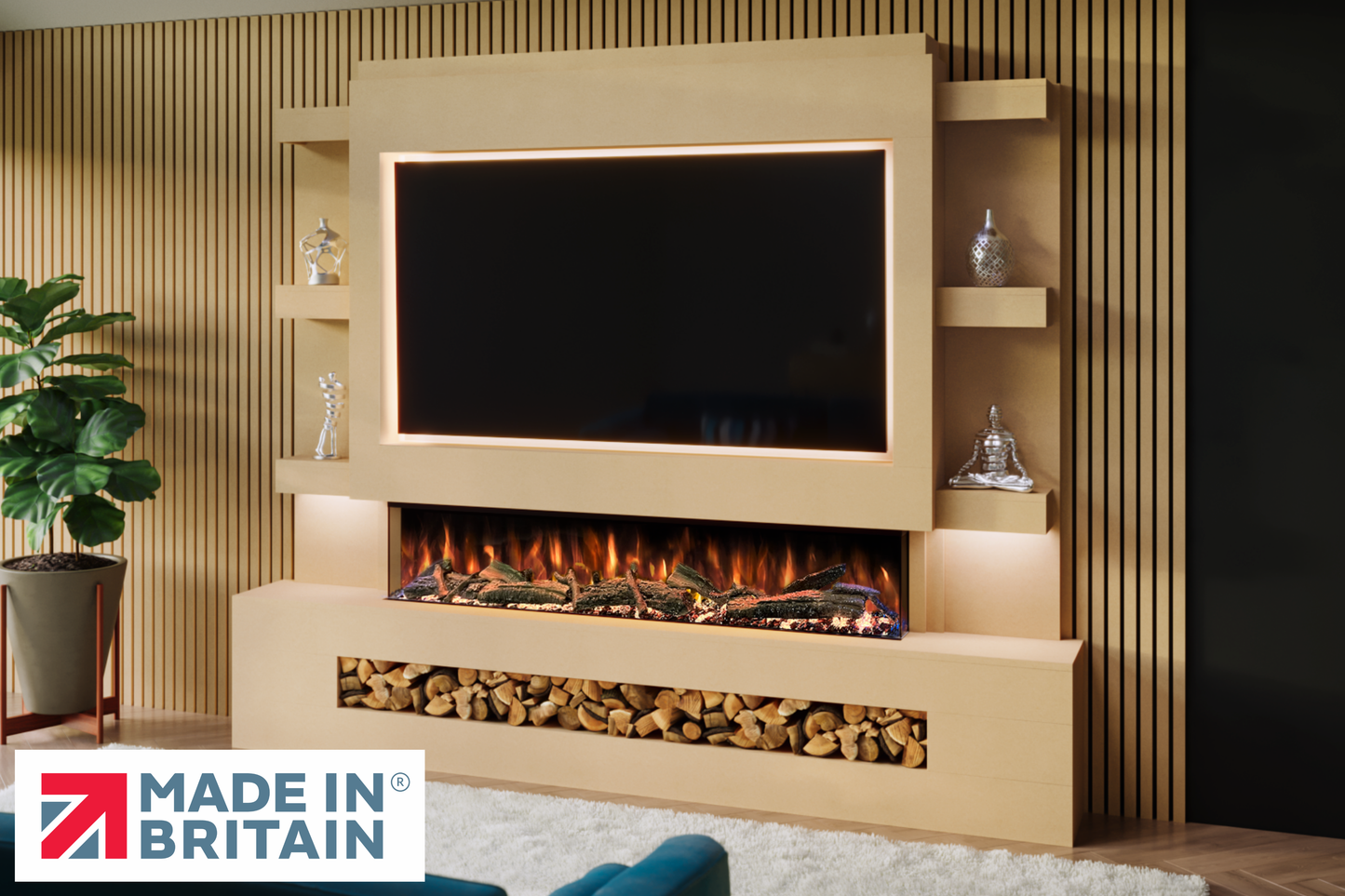 Evolution Fires - Pre-Built Media Wall Package 15 including Electric Fire