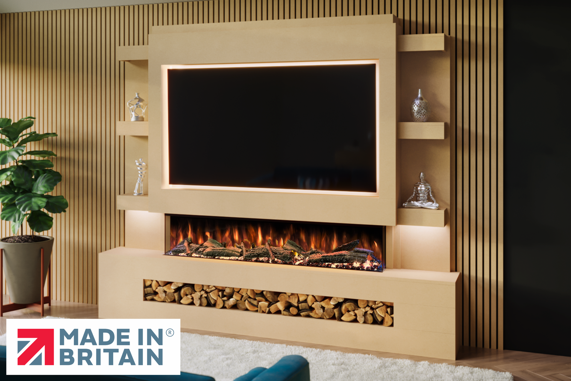 Evolution Fires - Pre-Built Media Wall Package 15 including Electric Fire