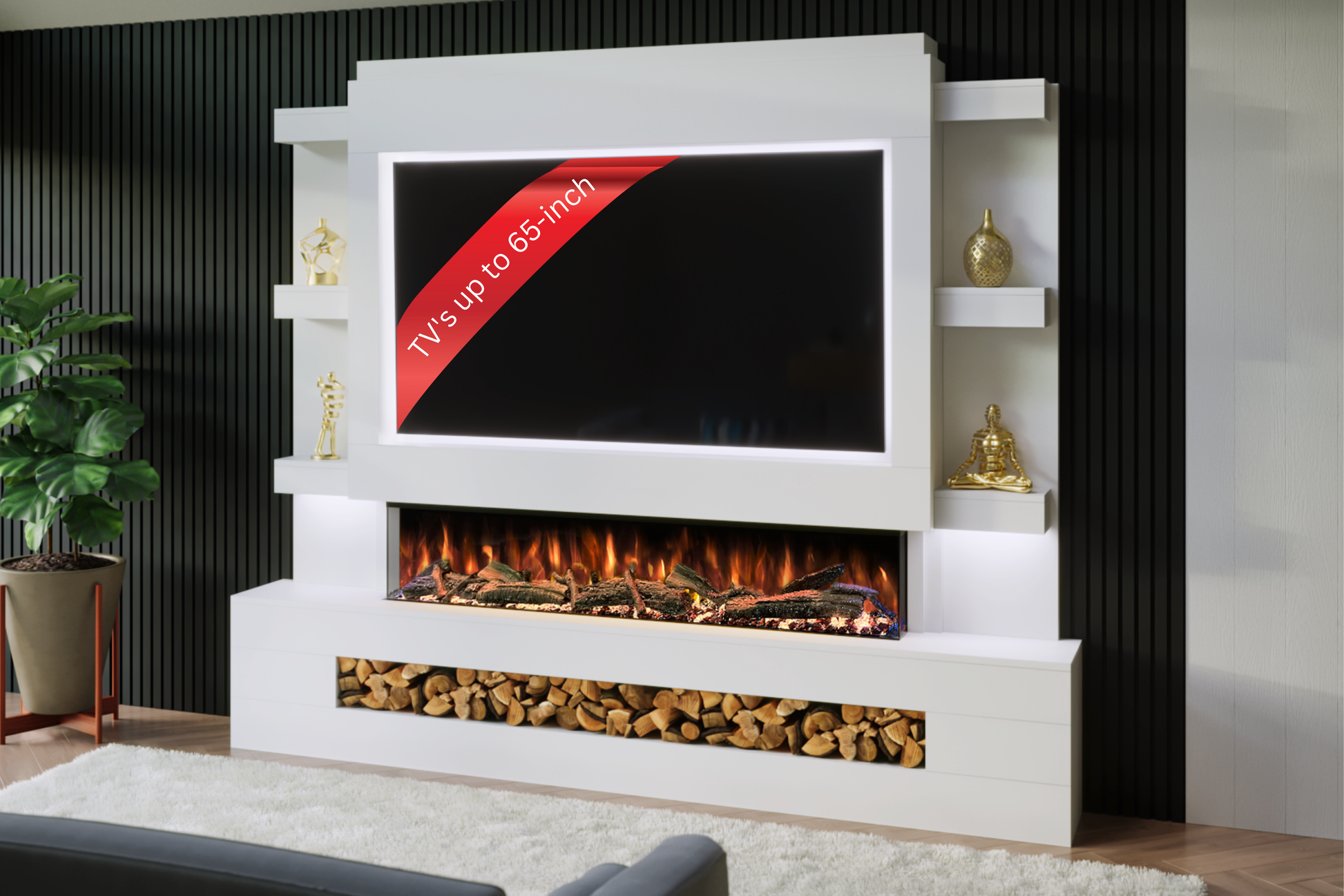 Evolution Fires - Pre-Built Media Wall Package 15 including Electric Fire