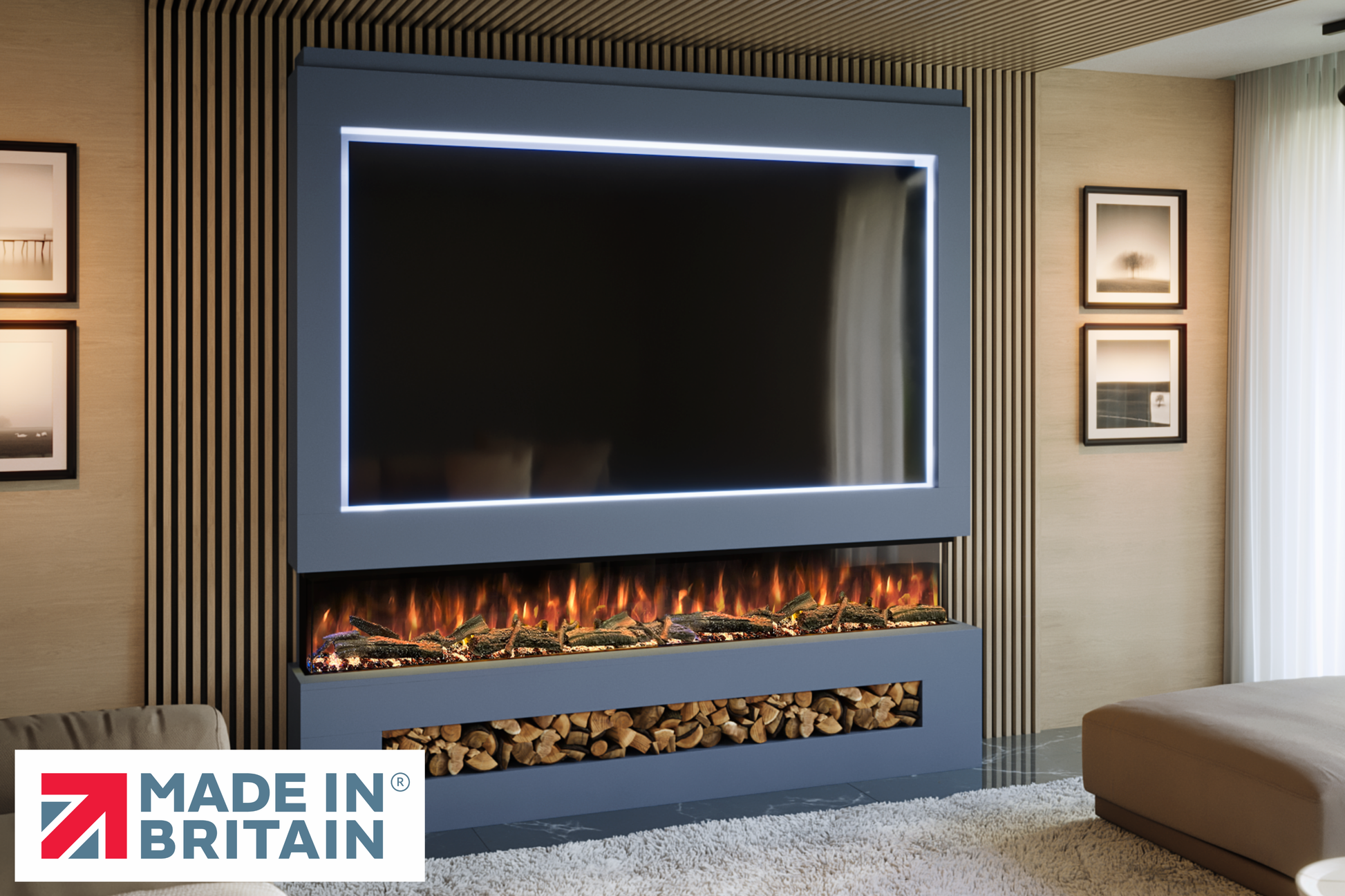 Evolution Fires - Pre-Built Media Wall Package 16 including Electric Fire
