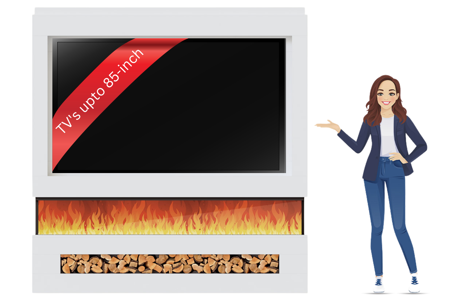 Evolution Fires - Pre-Built Media Wall Package 16 including Electric Fire