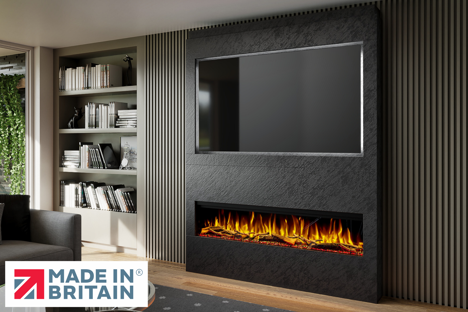 Evolution Fires - Pre-Built Media Wall Package 17 including Electric Fire