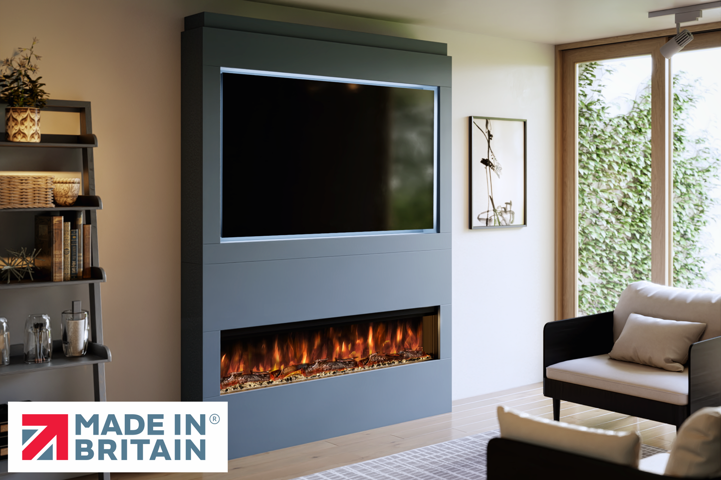 Evolution Fires - Pre-Built Media Wall Package 17 including Electric Fire