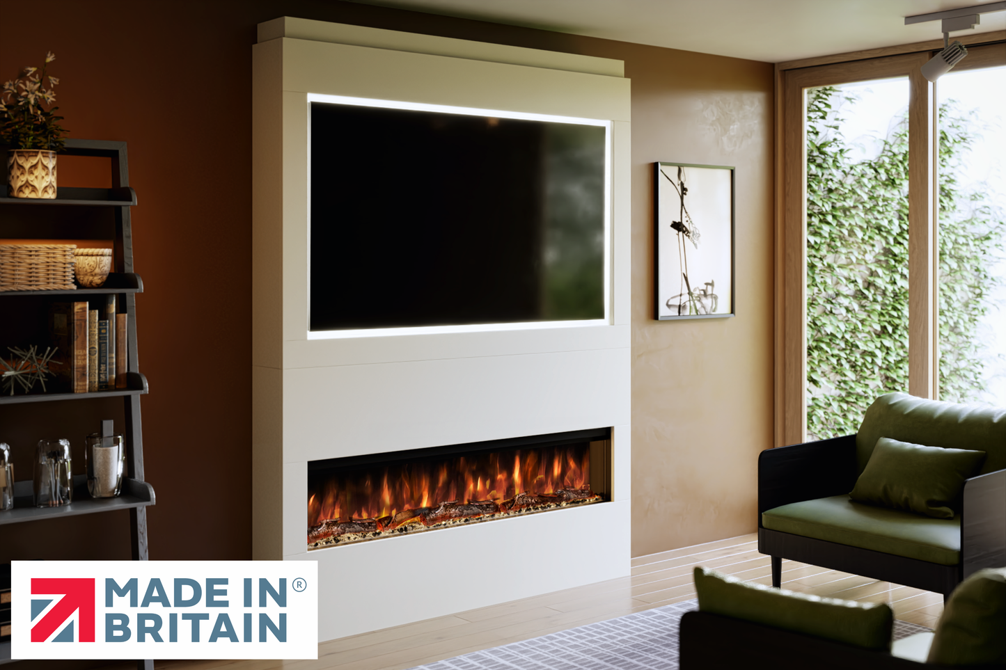 Evolution Fires - Pre-Built Media Wall Package 17 including Electric Fire