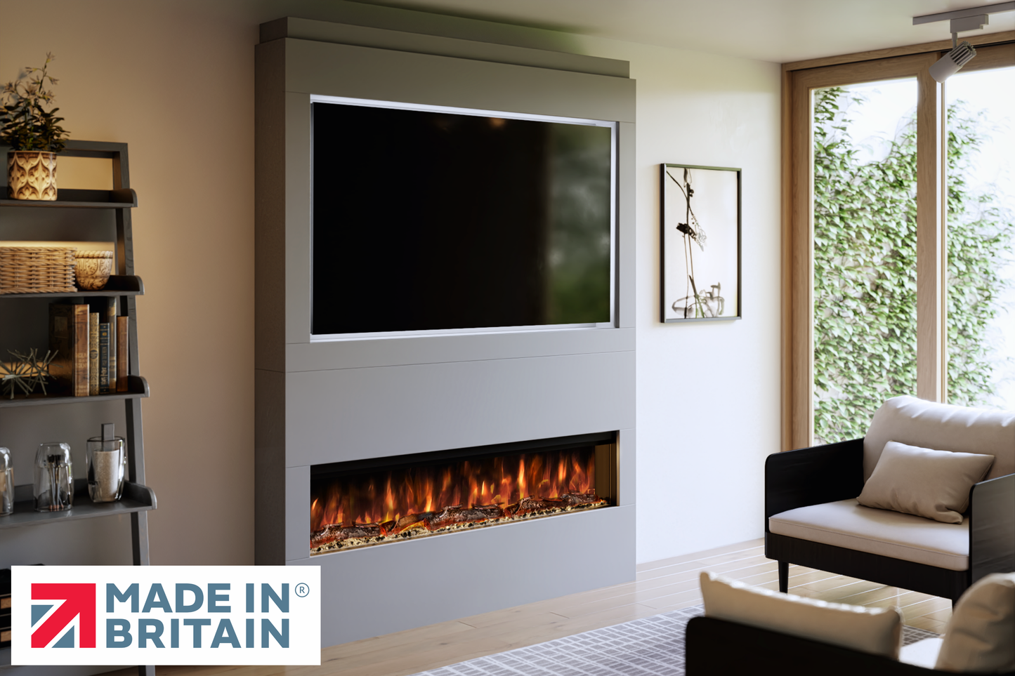 Evolution Fires - Pre-Built Media Wall Package 17 including Electric Fire
