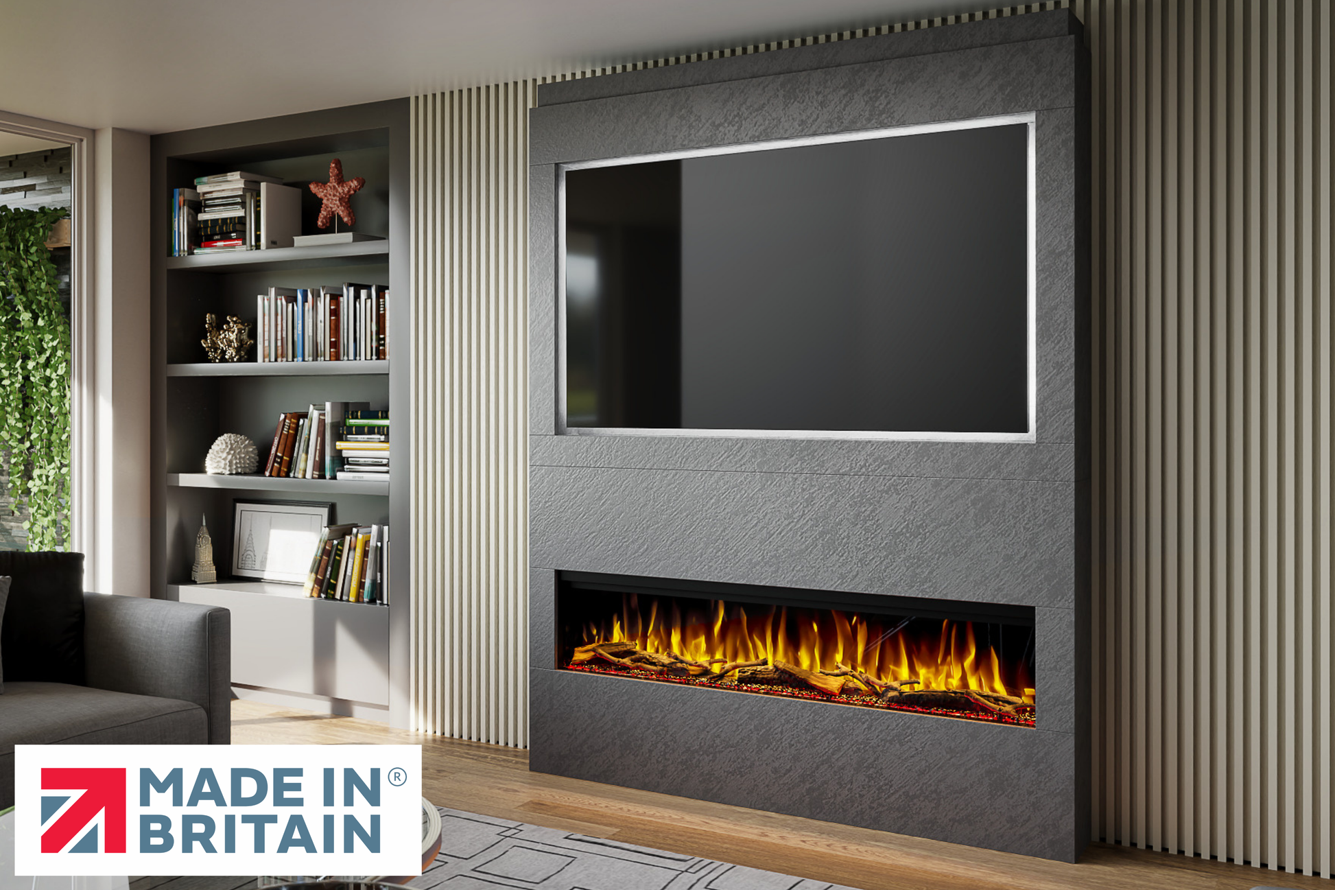 Evolution Fires - Pre-Built Media Wall Package 17 including Electric Fire