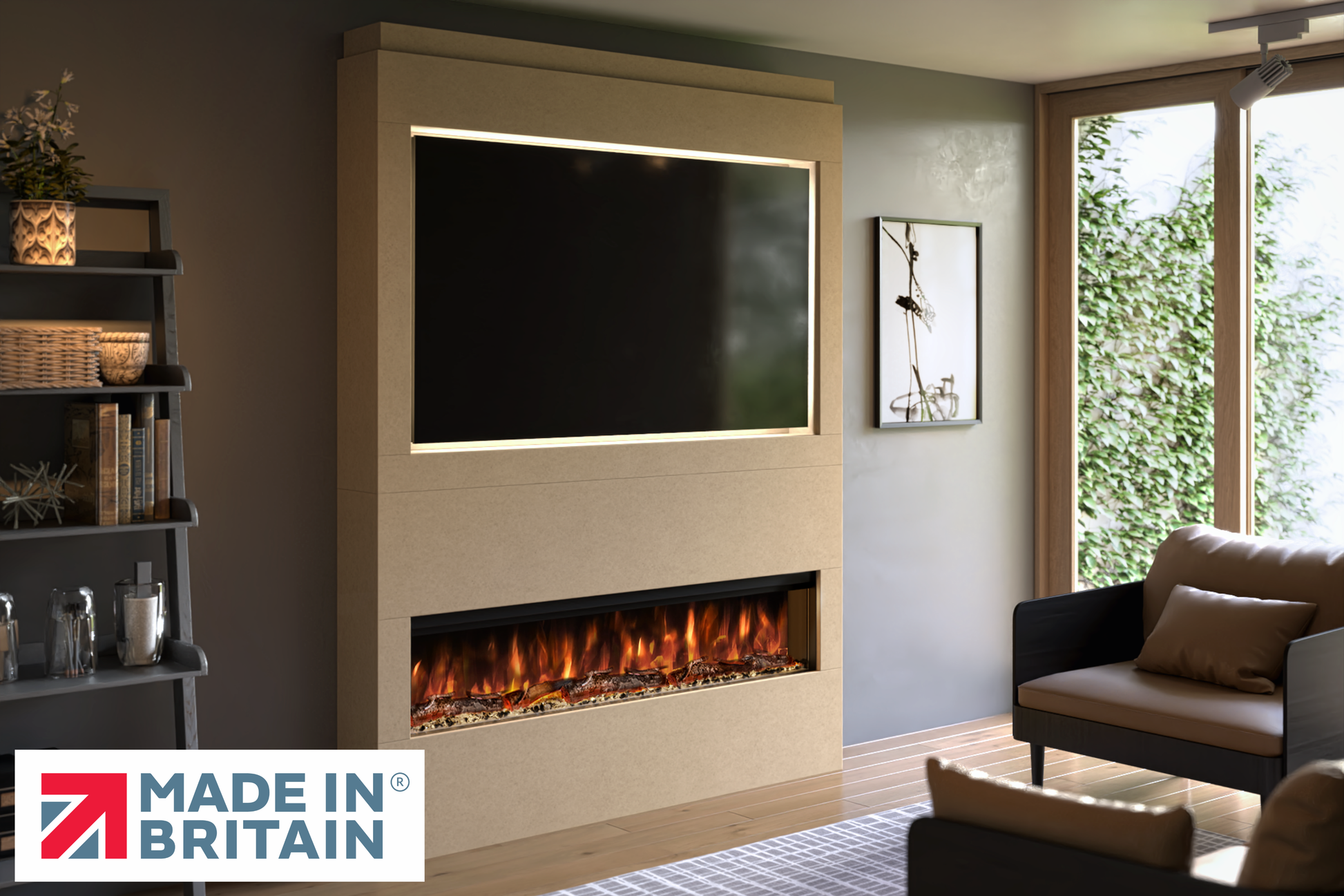 Evolution Fires - Pre-Built Media Wall Package 17 including Electric Fire