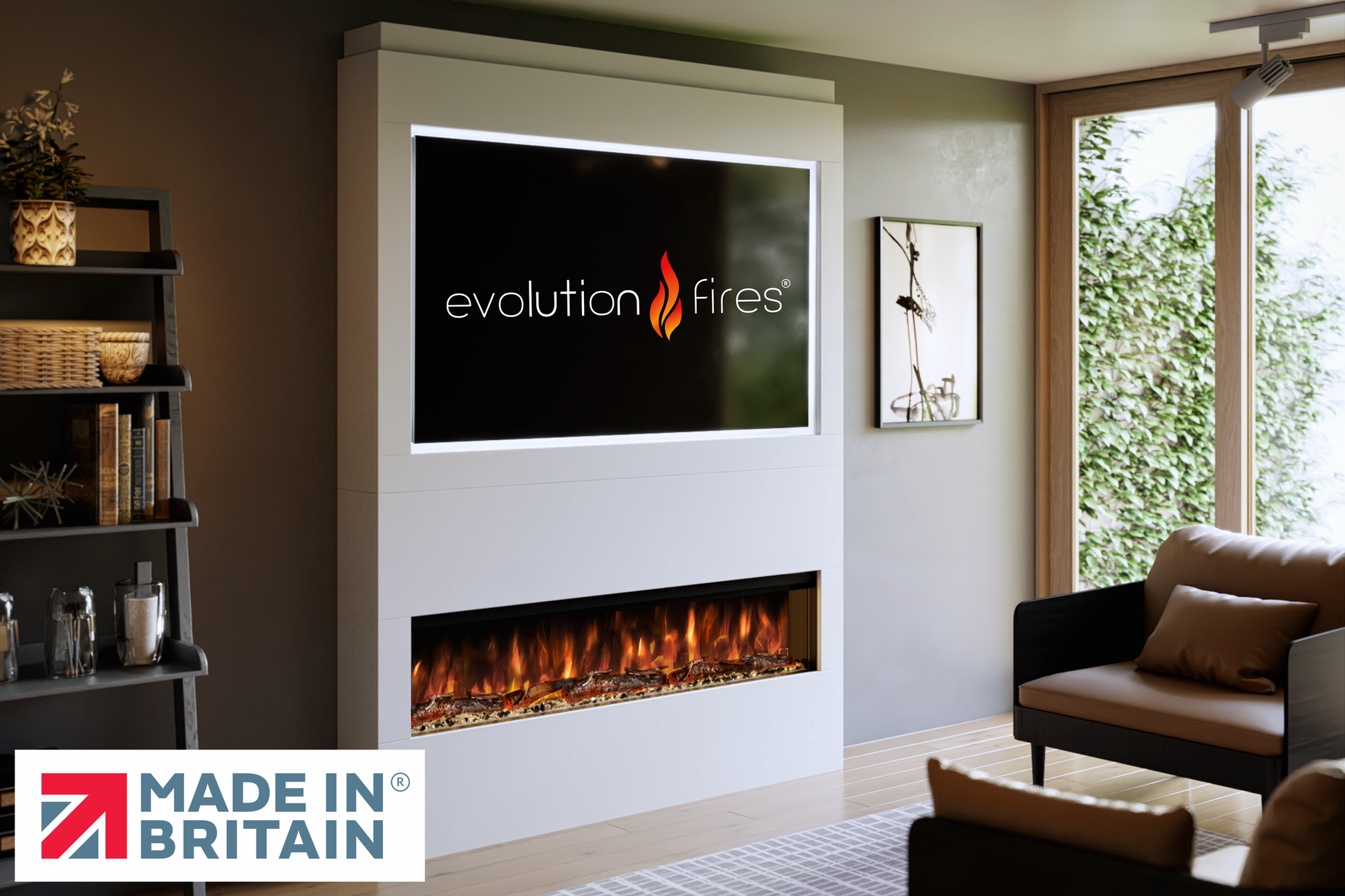 Evolution Fires - Pre-Built Media Wall Package 17 including Electric Fire