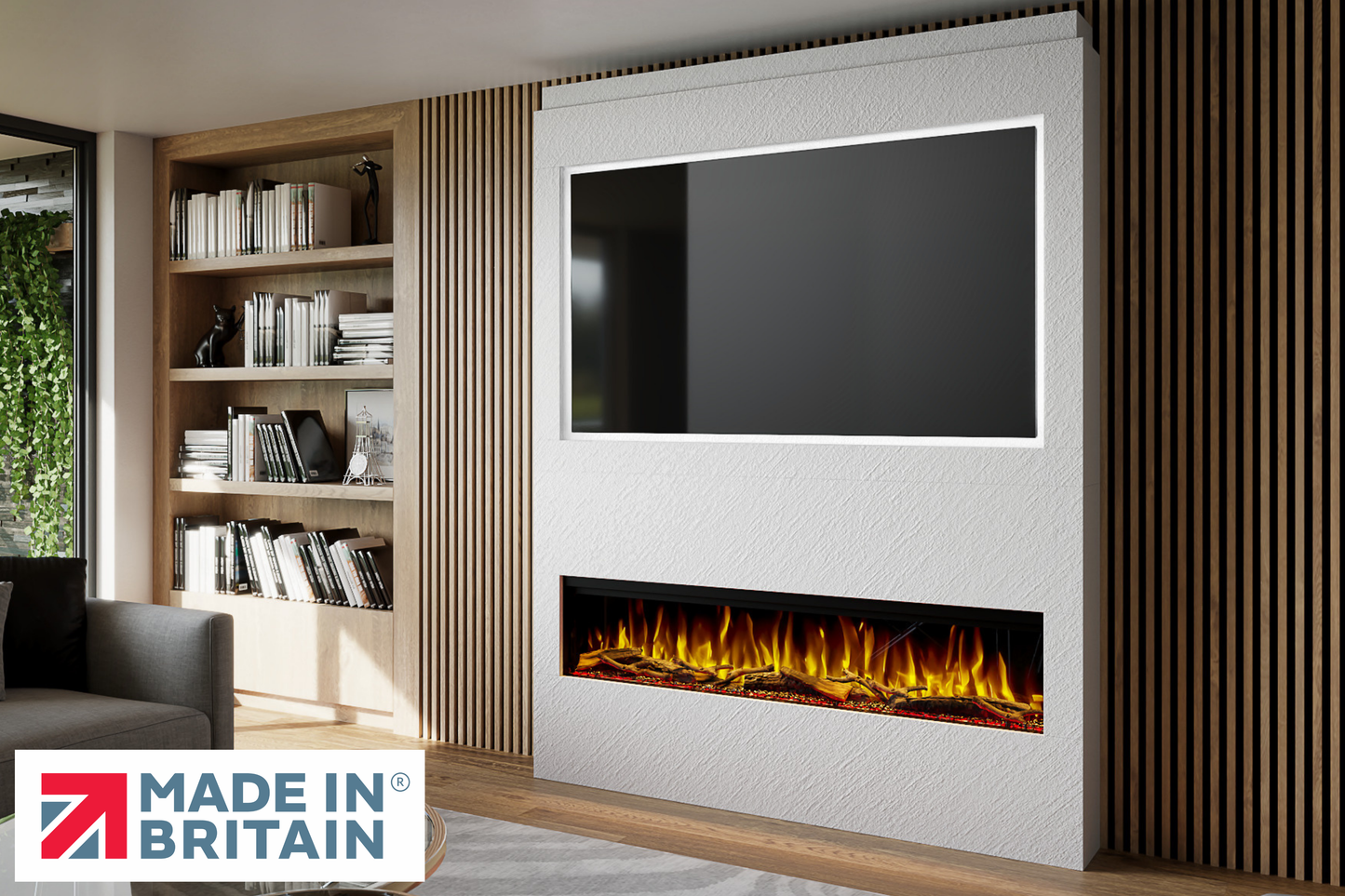 Evolution Fires - Pre-Built Media Wall Package 17 including Electric Fire