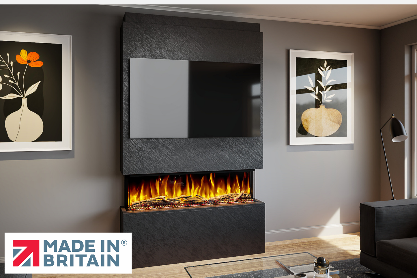 Evolution Fires - Pre-Built Media Wall Package 18 including Electric Fire