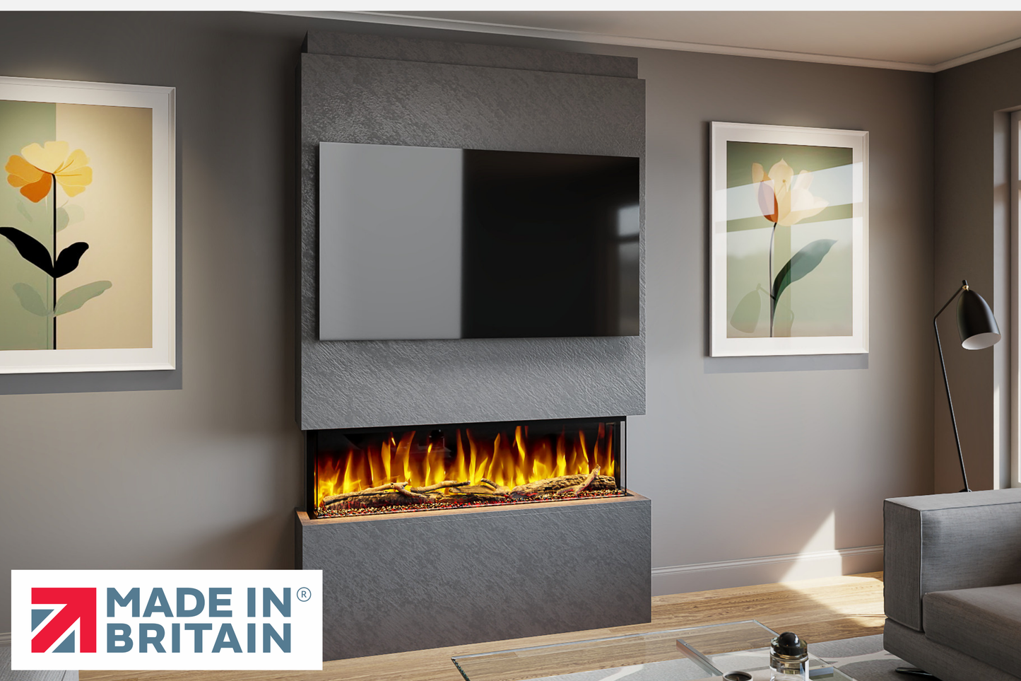 Evolution Fires - Pre-Built Media Wall Package 18 including Electric Fire