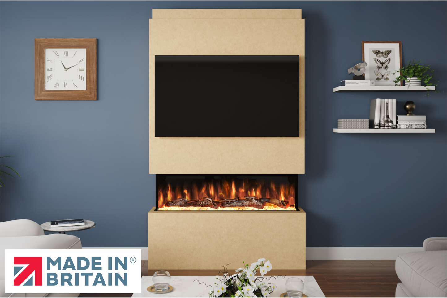 Evolution Fires - Pre-Built Media Wall Package 18 including Electric Fire