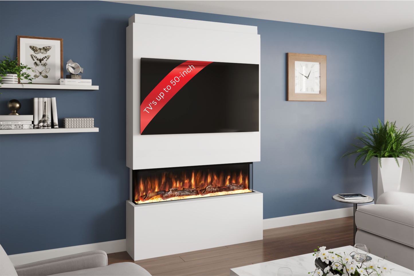 Evolution Fires - Pre-Built Media Wall Package 18 including Electric Fire