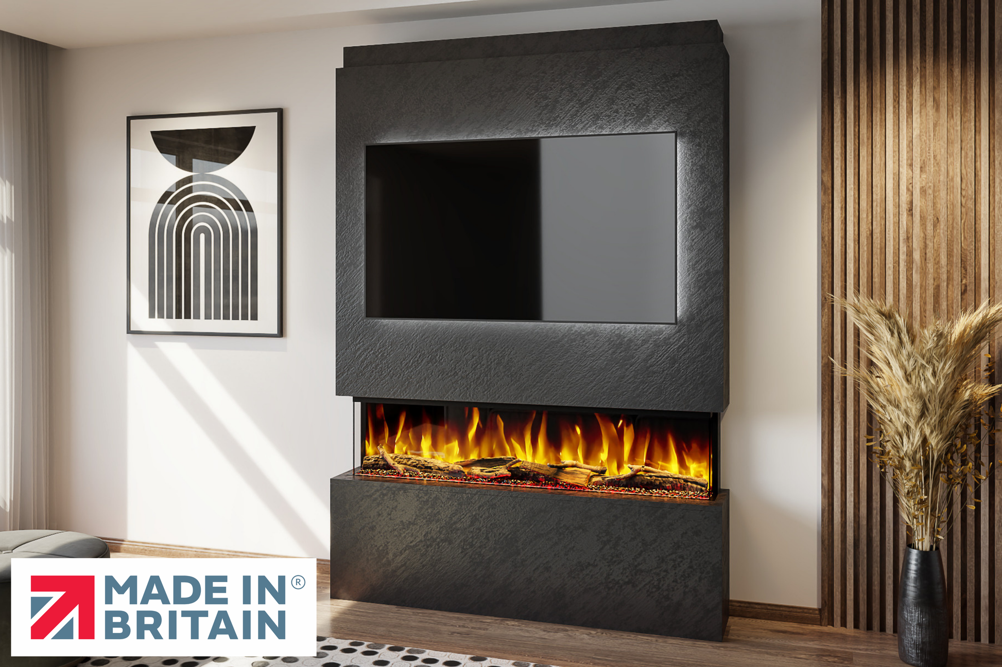 Evolution Fires - Pre-Built Media Wall Package 19 including Electric Fire