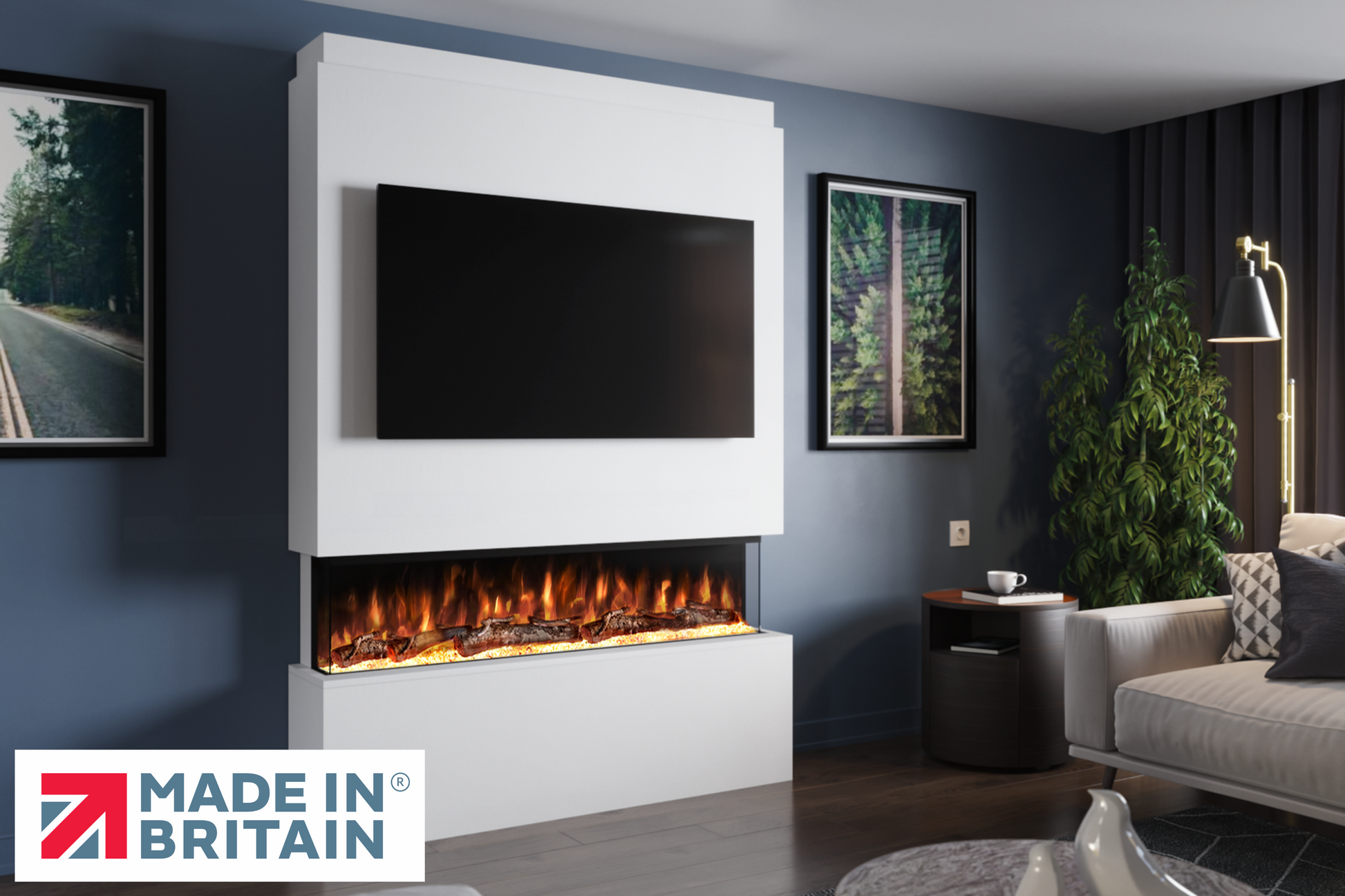Evolution Fires - Pre-Built Media Wall Package 19 including Electric Fire