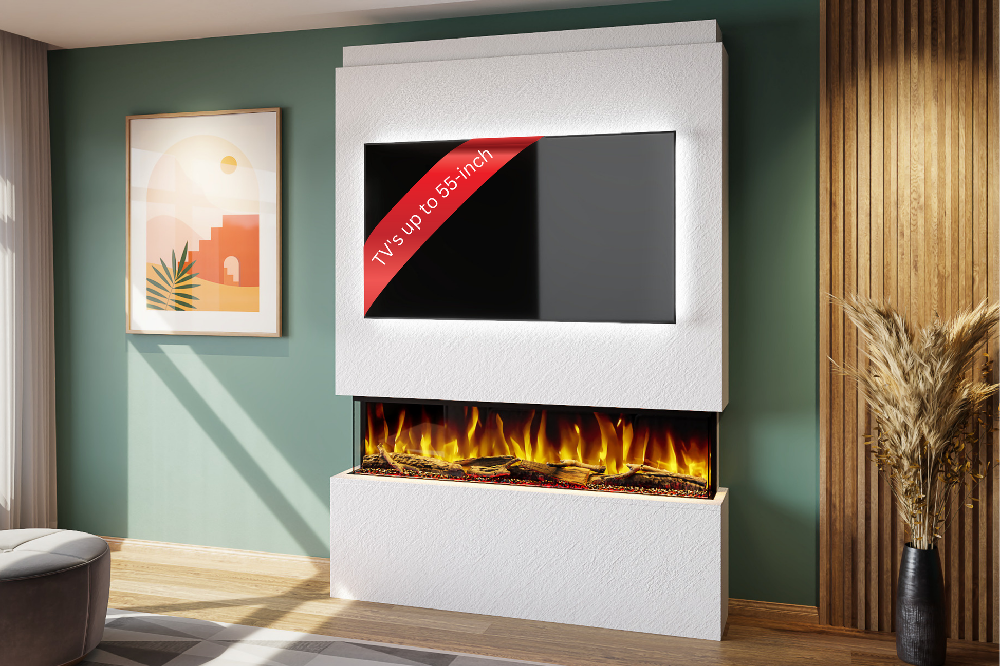 Evolution Fires - Pre-Built Media Wall Package 19 including Electric Fire
