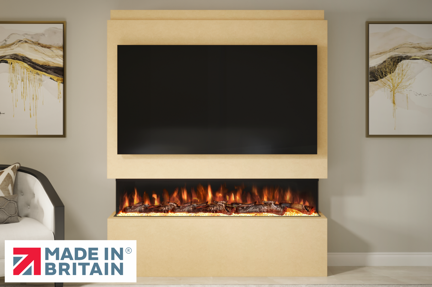 Evolution Fires - Pre-Built Media Wall Package 20 including Electric Fire
