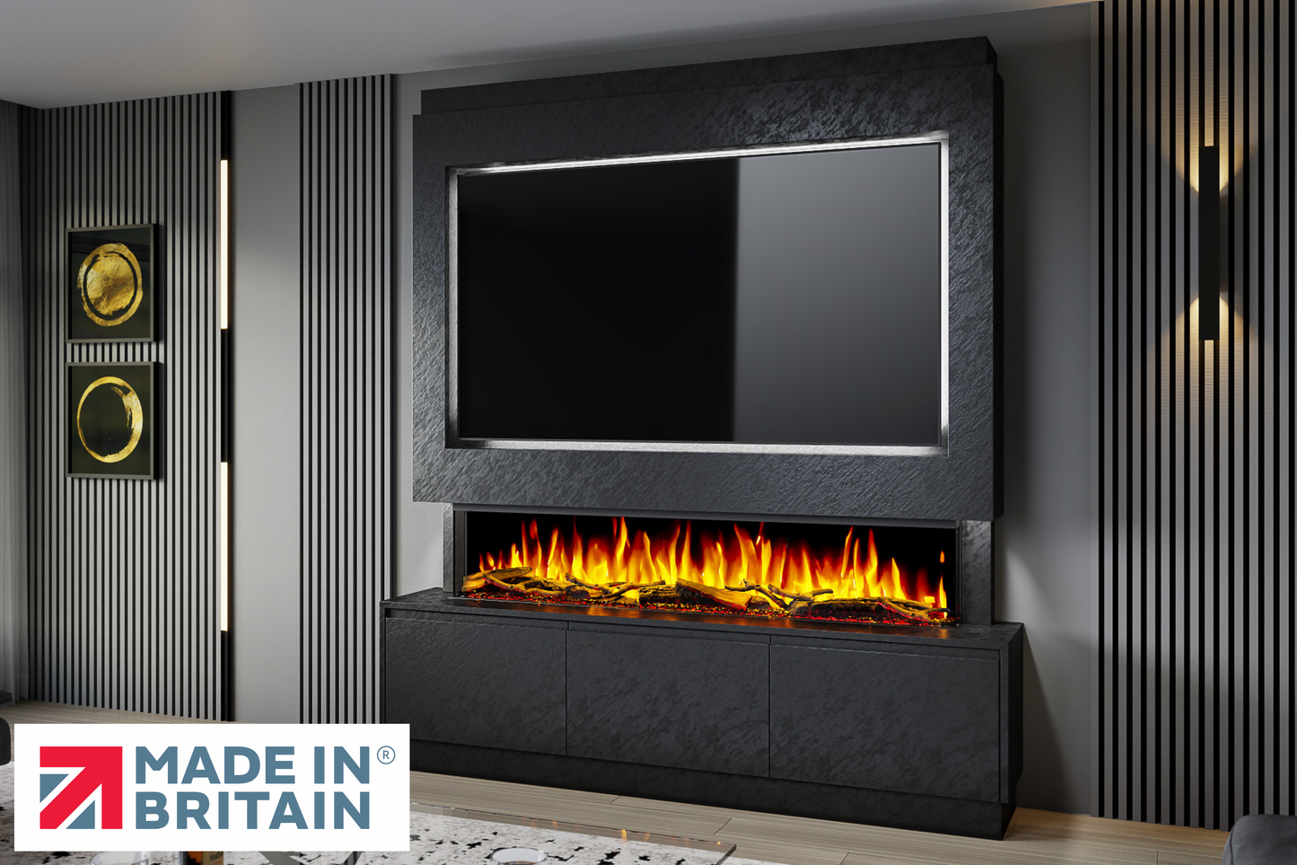 Evolution Fires - Pre-Built Media Wall Package 21 including Electric Fire