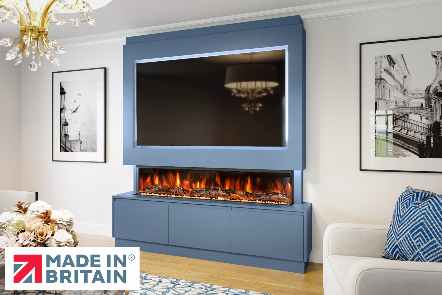 Evolution Fires - Pre-Built Media Wall Package 21 including Electric Fire