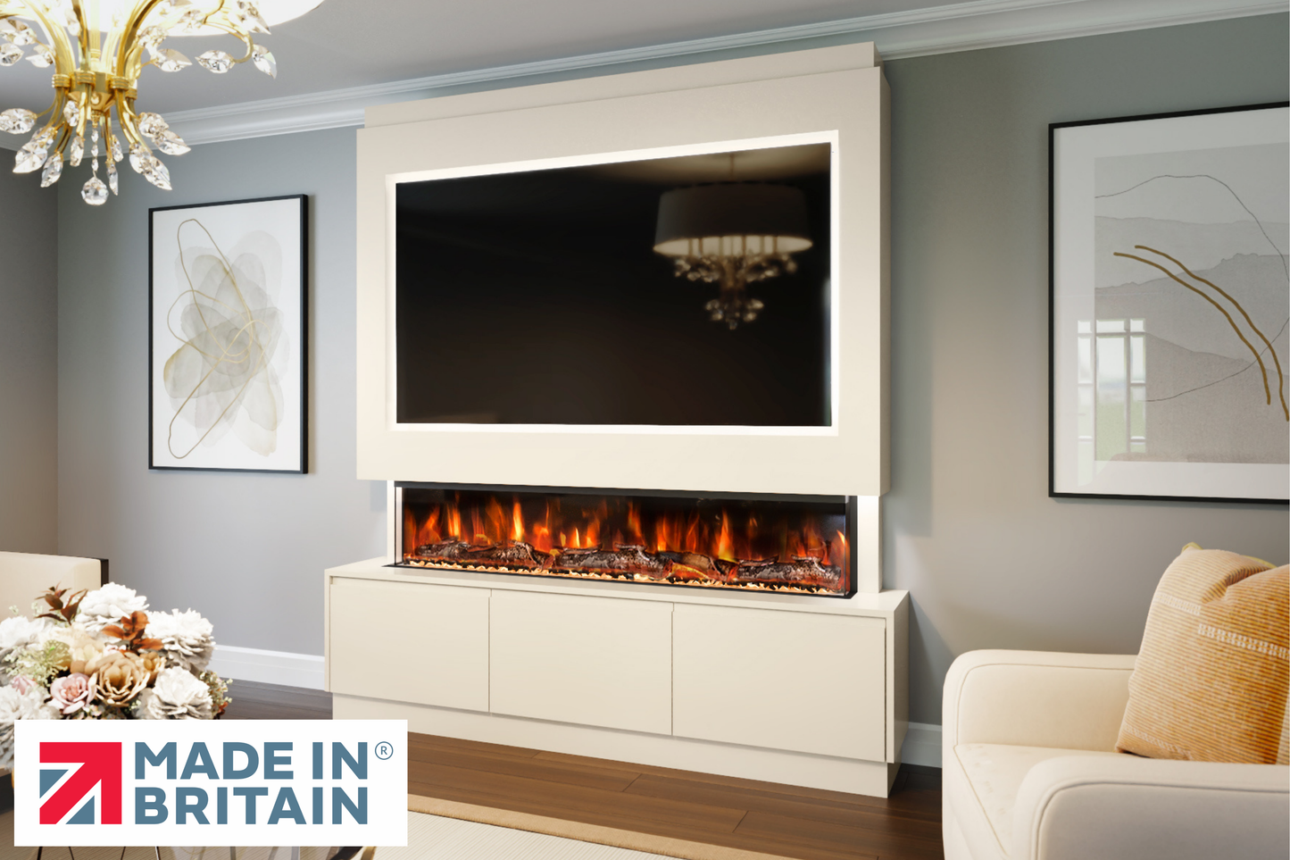 Evolution Fires - Pre-Built Media Wall Package 21 including Electric Fire