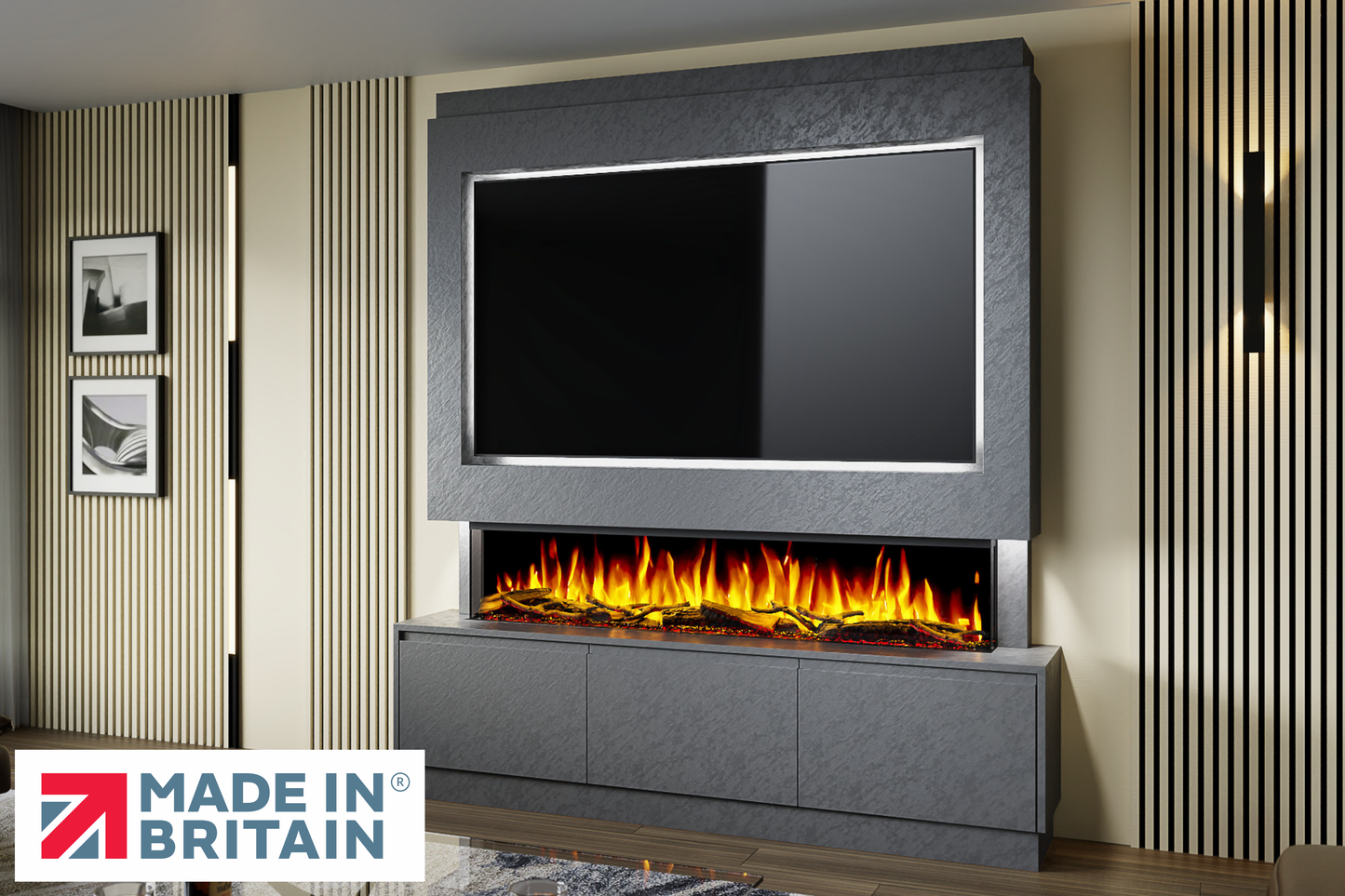 Evolution Fires - Pre-Built Media Wall Package 21 including Electric Fire