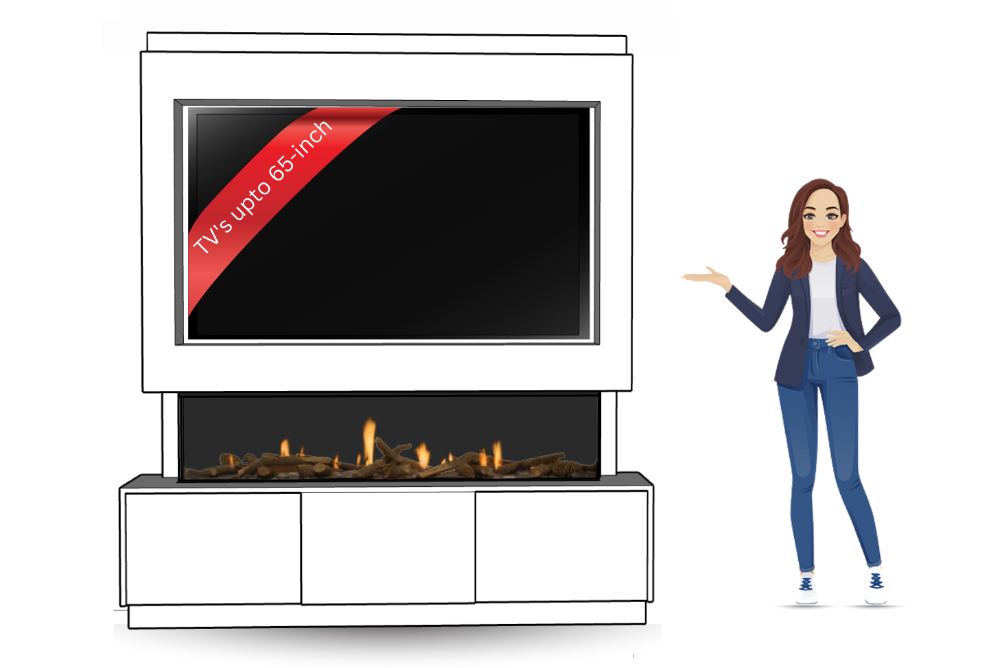 Evolution Fires - Pre-Built Media Wall Package 21 including Electric Fire