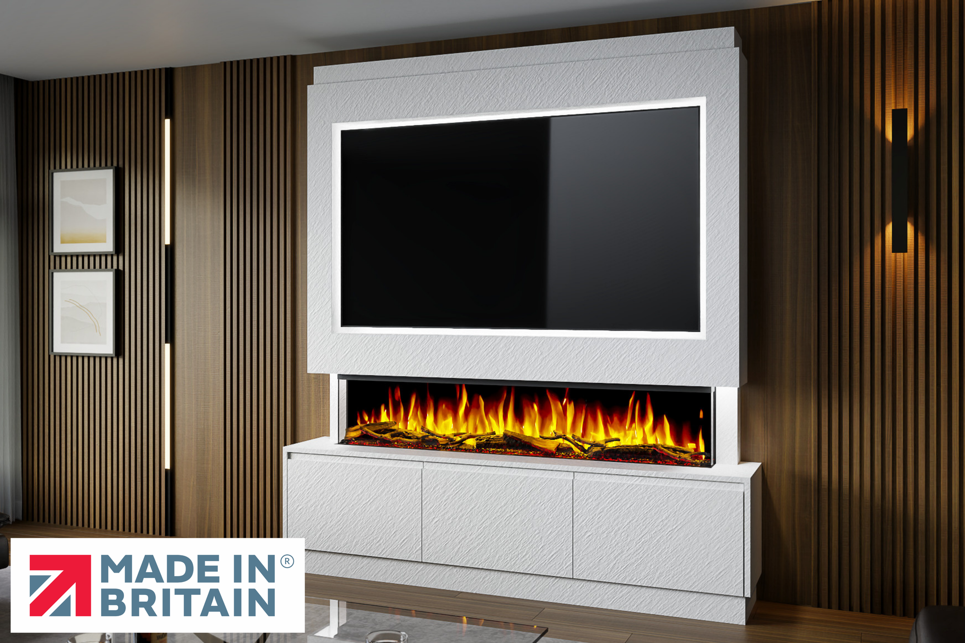 Evolution Fires - Pre-Built Media Wall Package 21 including Electric Fire