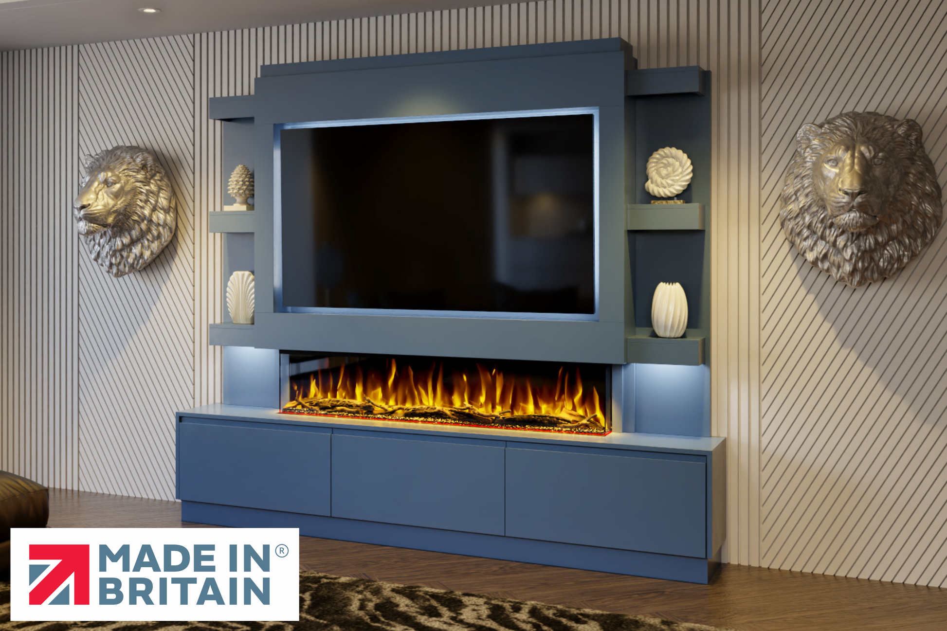 Evolution Fires - Pre-Built Media Wall Package 22 including Electric Fire