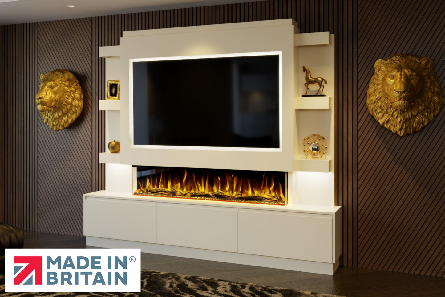 Evolution Fires - Pre-Built Media Wall Package 22 including Electric Fire