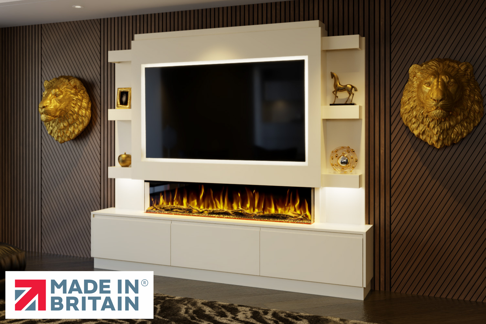 Evolution Fires - Pre-Built Media Wall Package 22 including Electric Fire