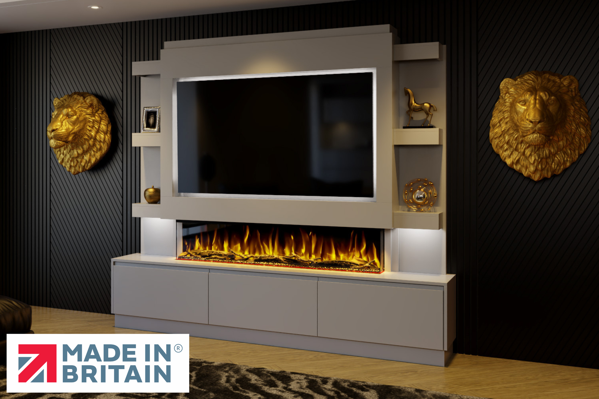 Evolution Fires - Pre-Built Media Wall Package 22 including Electric Fire